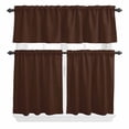 thumbnail image 1 of 3 Piece Kitchen Curtains and Valances Set Brown Pure Color Cafe Curtains 24 Inch Length Aesthetics Contemporary Luxury Valance & Tier Curtain for Living Room Bedroom Small Window 54"x18"+27"x24"*2, 1 of 6