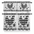 thumbnail image 1 of 3 Piece Kitchen Curtains and Valances Set Chicken Hen Cafe Curtains 36 Inch Length Rooster Animals Farmhouse Plaid Country White Wooden Valance & Tier Curtain for Living Room 54"x18"+27"x36"*2, 1 of 6
