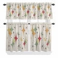 thumbnail image 1 of 3 Piece Kitchen Curtains and Valances Set Colorful Diamond Cafe Curtains 36 Inch Length Modern Geometric Middle Century Beige Retro Valance & Tier Curtain for Living Room Bedroom 54"x18"+27"x36"*2, 1 of 6