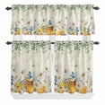 thumbnail image 1 of 3 Piece Kitchen Curtains and Valances Set Daisy Spring Floral Cafe Curtains 36 Inch Length Farmhouse Botanical Green Leaves Valance & Tier Curtain for Living Room Bedroom Window 54"x18"+27"x36"*2, 1 of 6