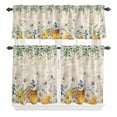 thumbnail image 1 of 3 Piece Kitchen Curtains and Valances Set Daisy Spring Floral Cafe Curtains 36 Inch Length Farmhouse Botanical Green Leaves Vintage Art Valance & Tier Curtain for Living Room 54"x18"+27"x36"*2, 1 of 6