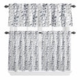 thumbnail image 1 of 3 Piece Kitchen Curtains and Valances Set Dark Blue Grey Botanical Cafe Curtains 36 Inch Length Spring Floral Summer Farmhouse Valance & Tier Curtain for Living Room Bedroom Window 54"x18"+27"x36"*2, 1 of 6