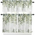 thumbnail image 1 of 3-Piece Kitchen Curtains and Valances Set Elegant Spring Leaf Plant Rod Pocket Soft Kitchen Curtain Set Washable Kitchen Window Curtains Set Green Gold, 1 of 6