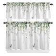 thumbnail image 1 of 3 Piece Kitchen Curtains and Valances Set Eucalyptus Cafe Curtains 36 Inch Length Butterfly Sage Green Leaf Farmhouse Plant Valance & Tier Curtain for Living Room Bedroom Window 54"x18"+27"x36"*2, 1 of 6