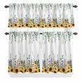 thumbnail image 1 of 3 Piece Kitchen Curtains and Valances Set Eucalyptus Leaves Cafe Curtains 36 Inch Length Yellow Sunflower Lavender Farmhouse Valance & Tier Curtain for Living Room Bedroom Window 54"x18"+27"x36"*2, 1 of 6