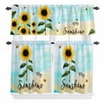 thumbnail image 1 of 3 Piece Kitchen Curtains and Valances Set Farm Sunflowers Cafe Curtains 24 Inch Length Idyllic Country Botanical Bee Turquoise Valance & Tier Curtain for Living Room Bedroom Window 54"x18"+27"x24"*2, 1 of 6