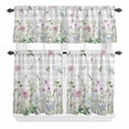 thumbnail image 1 of 3 Piece Kitchen Curtains and Valances Set Flower Grey Cafe Curtains 36 Inch Length Blue Pink Plaid Wildflower Botanical Country Valance & Tier Curtain for Living Room Bedroom Window 54"x18"+27"x36"*2, 1 of 6