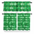 thumbnail image 1 of 3 Piece Kitchen Curtains and Valances Set Green Fish Scale Cafe Curtains 24 Inch Length Modern Geometric Ombre Abstract Moroccan Valance & Tier Curtain for Living Room Bedroom 54"x18"+27"x24"*2, 1 of 6