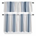 thumbnail image 1 of 3 Piece Kitchen Curtains and Valances Set Grey Blue Vertical Stripes Cafe Curtains 36 Inch Length Modern Minimalist Abstract Valance & Tier Curtain for Living Room Bedroom Window 54"x18"+27"x36"*2, 1 of 6