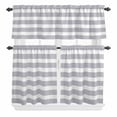 thumbnail image 1 of 3 Piece Kitchen Curtains and Valances Set Grey Stripe Cafe Curtains 36 Inch Length Modern Simple Geometric White Striped Valance & Tier Curtain for Living Room Bedroom Small Window 54"x18"+27"x36"*2, 1 of 6