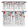 thumbnail image 1 of 3 Piece Kitchen Curtains and Valances Set Independence Day Cafe Curtains 36 Inch Length Eucalyptus Leaves Country Flowers Valance & Tier Curtain for Living Room Bedroom Small Window 54"x18"+27"x36"*2, 1 of 6