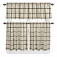 thumbnail image 1 of 3 Piece Kitchen Curtains and Valances Set Linen Buffalo Check Cafe Curtains 36 Inch Length Retro Black Lines Grid Pattern Valance & Tier Curtain for Living Room Bedroom Small Window 54"x18"+27"x36"*2, 1 of 6