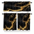 thumbnail image 1 of 3 Piece Kitchen Curtains and Valances Set Marble Black Cafe Curtains 24 Inch Length Vintage Gold Art Abstract Farmhouse Valance & Tier Curtain for Living Room Bedroom Small Window 54"x18"+27"x24"*2, 1 of 6