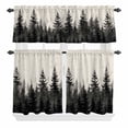 thumbnail image 1 of 3 Piece Kitchen Curtains and Valances Set Mist Forest Cafe Curtains 36 Inch Length Beige Farmhouse Vintage Nature Scenery Valance & Tier Curtain for Living Room Bedroom Small Window 54"x18"+27"x36"*2, 1 of 6