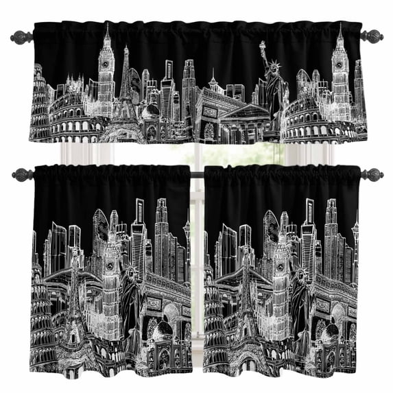 3 Piece Kitchen Curtains and Valances Set Modern Country Cafe Curtains ...