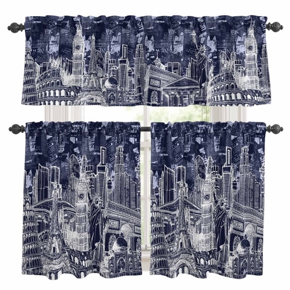 3 Piece Kitchen Curtains and Valances Set Modern Country Cafe Curtains ...