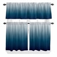 thumbnail image 1 of 3 Piece Kitchen Curtains and Valances Set Navy Blue Ombre Cafe Curtains 24 Inch Length Contemporary Gradient Abstract Art Valance & Tier Curtain for Living Room Bedroom Small Window 54"x18"+27"x24"*2, 1 of 6