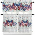 thumbnail image 1 of 3-Piece Kitchen Curtains and Valances Set Patriotic 4th of July Rod Pocket Soft Kitchen Curtain Set Washable Kitchen Window Curtains Set Butterfly Star American USA Flag, 1 of 6