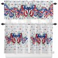 thumbnail image 1 of 3-Piece Kitchen Curtains and Valances Set Patriotic 4th of July Rod Pocket Soft Kitchen Curtain Set Washable Kitchen Window Curtains Set Butterfly Star American USA Flag, 1 of 6