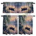 3 Piece Kitchen Curtains and Valances Set Pink Floral Lake Cafe ...