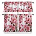 thumbnail image 1 of 3 Piece Kitchen Curtains and Valances Set Pink Roses Cafe Curtains 24 Inch Length Spring Floral Elegant Pastoral Butterfly Valance & Tier Curtain for Living Room Bedroom Window 54"x18"+27"x24"*2, 1 of 6
