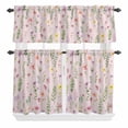 thumbnail image 1 of 3 Piece Kitchen Curtains and Valances Set Pink Spring Floral Cafe Curtains 24 Inch Length Flowers Botanical Elegant Pastoral Valance & Tier Curtain for Living Room Bedroom Window 54"x18"+27"x24"*2, 1 of 6