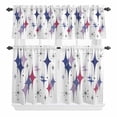 thumbnail image 1 of 3 Piece Kitchen Curtains and Valances Set Purple Blue Diamond Cafe Curtains 36 Inch Length Modern Geometric Middle Century Valance & Tier Curtain for Living Room Bedroom Window 54"x18"+27"x36"*2, 1 of 6