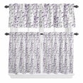 thumbnail image 1 of 3 Piece Kitchen Curtains and Valances Set Purple Grey Botanical Cafe Curtains 36 Inch Length Spring Floral Summer Farmhouse Valance & Tier Curtain for Living Room Bedroom Window 54"x18"+27"x36"*2, 1 of 6