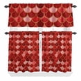 thumbnail image 1 of 3 Piece Kitchen Curtains and Valances Set Red Fish Scale Cafe Curtains 36 Inch Length Modern Geometric Ombre Abstract Moroccan Valance & Tier Curtain for Living Room Bedroom Window 54"x18"+27"x36"*2, 1 of 6