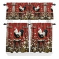 thumbnail image 1 of 3 Piece Kitchen Curtains and Valances Set Red Rooster Cafe Curtains 36 Inch Length Farmhouse Animals Spring Floral Rustic Valance & Tier Curtain for Living Room Bedroom Small Window 54"x18"+27"x36"*2, 1 of 6