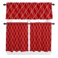 thumbnail image 1 of 3 Piece Kitchen Curtains and Valances Set Red White Stripes Cafe Curtains 24 Inch Length Simple Geometric Modern Monochrome Valance & Tier Curtain for Living Room Bedroom Window 54"x18"+27"x24"*2, 1 of 6