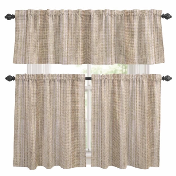 3 Piece Kitchen Curtains and Valances Set Rustic Brown Cafe Curtains 36 ...