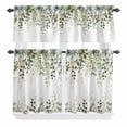 thumbnail image 1 of 3 Piece Kitchen Curtains and Valances Set Sage Green Eucalyptus Leaves Cafe Curtains 36 Inch Length Spring Botanical Floral Valance & Tier Curtain for Living Room Bedroom Window 54"x18"+27"x36"*2, 1 of 6