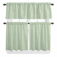 thumbnail image 1 of 3 Piece Kitchen Curtains and Valances Set Sage Green Striped Cafe Curtains 24 Inch Length Modern Simple Farmhouse Beige Valance & Tier Curtain for Living Room Bedroom Small Window 54"x18"+27"x24"*2, 1 of 6