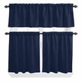 thumbnail image 1 of 3 Piece Kitchen Curtains and Valances Set Solid Dark Blue Cafe Curtains 36 Inch Length Minimalism Abstract Denim Texture Valance & Tier Curtain for Living Room Bedroom Small Window 54"x18"+27"x36"*2, 1 of 6