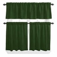 thumbnail image 1 of 3 Piece Kitchen Curtains and Valances Set Solid Dark Green Cafe Curtains 24 Inch Length Retro Minimalism Abstract Denim Texture Valance & Tier Curtain for Living Room Bedroom Window 54"x18"+27"x24"*2, 1 of 6