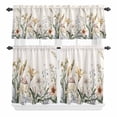 thumbnail image 1 of 3 Piece Kitchen Curtains and Valances Set Spring Summer Floral Cafe Curtains 36 Inch Length Farmhouse Botanical Leaves Valance & Tier Curtain for Living Room Bedroom Small Window 54"x18"+27"x36"*2, 1 of 6