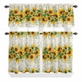 thumbnail image 1 of 3 Piece Kitchen Curtains and Valances Set Sunflower Cafe Curtains 24 Inch Length Country Botanical Yellow Green Floral Leaf Valance & Tier Curtain for Living Room Bedroom Window 54"x18"+27"x24"*2, 1 of 6