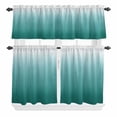 thumbnail image 1 of 3 Piece Kitchen Curtains and Valances Set Teal Green Ombre Cafe Curtains 24 Inch Length Contemporary Gradient Abstract Art Valance & Tier Curtain for Living Room Bedroom Window 54"x18"+27"x24"*2, 1 of 6