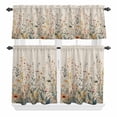 thumbnail image 1 of 3 Piece Kitchen Curtains and Valances Set Vintage Botanical Cafe Curtains 24 Inch Length Spring Floral Summer Botanical Rustic Valance & Tier Curtain for Living Room Bedroom Window 54"x18"+27"x24"*2, 1 of 6