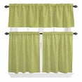 thumbnail image 1 of 3 Piece Kitchen Curtains and Valances Set Vintage Fruit Green Cafe Curtains 36 Inch Length Farmhouse Retro Solid Color Linen Texture Valance & Tier Curtain for Living Room Bedroom 54"x18"+27"x36"*2, 1 of 6
