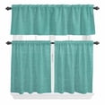 thumbnail image 1 of 3 Piece Kitchen Curtains and Valances Set Vintage Teal Green Cafe Curtains 24 Inch Length Farmhouse Retro Solid Color Linen Texture Valance & Tier Curtain for Living Room Bedroom 54"x18"+27"x24"*2, 1 of 6