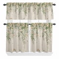 thumbnail image 1 of 3 Piece Kitchen Curtains and Valances Set Watercolor Floral Cafe Curtains 24 Inch Length Spring Leaves Flowers Botanical Beige Valance & Tier Curtain for Living Room Bedroom Window 54"x18"+27"x24"*2, 1 of 6