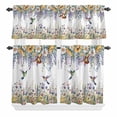 thumbnail image 1 of 3 Piece Kitchen Curtains and Valances Set Watercolor Floral Cafe Curtains 36 Inch Length Spring Daisy Sunflowers Wisteria Hummingbird Valance & Tier Curtain for Living Room Bedroom 54"x18"+27"x36"*2, 1 of 6