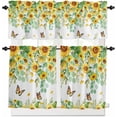thumbnail image 1 of 3-Piece Kitchen Curtains and Valances Set Watercolor Sunflower Butterfly Rod Pocket Soft Kitchen Curtain Set Washable Kitchen Window Curtains Set Farmhouse Eucalyptus Leaves, 1 of 6