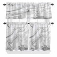 thumbnail image 1 of 3 Piece Kitchen Curtains and Valances Set White Gray Marble Cafe Curtains 24 Inch Length Modern Minimalist Abstract Texture Valance & Tier Curtain for Living Room Bedroom Window 54"x18"+27"x24"*2, 1 of 6