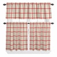 thumbnail image 1 of 3 Piece Kitchen Curtains and Valances Set Yellow Buffalo Plaid Cafe Curtains 24 Inch Length Red Lines Grid Pattern Vintage Valance & Tier Curtain for Living Room Bedroom Window 54"x18"+27"x24"*2, 1 of 6