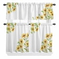 thumbnail image 1 of 3 Piece Kitchen Curtains and Valances Set Yellow Daisy Flowers Cafe Curtains 36 Inch Length Spring Summer Pastoral Garden Floral Valance & Tier Curtain for Living Room Bedroom 54"x18"+27"x36"*2, 1 of 6