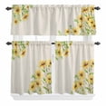 thumbnail image 1 of 3 Piece Kitchen Curtains and Valances Set Yellow Daisy Flowers Cafe Curtains 36 Inch Length Spring Summer Rustic Garden Floral Valance & Tier Curtain for Living Room Bedroom Window 54"x18"+27"x36"*2, 1 of 6