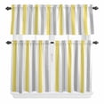 thumbnail image 1 of 3 Piece Kitchen Curtains and Valances Set Yellow Grey Striped Cafe Curtains 36 Inch Length Geometric Vertical Stripes White Valance & Tier Curtain for Living Room Bedroom Window 54"x18"+27"x36"*2, 1 of 6